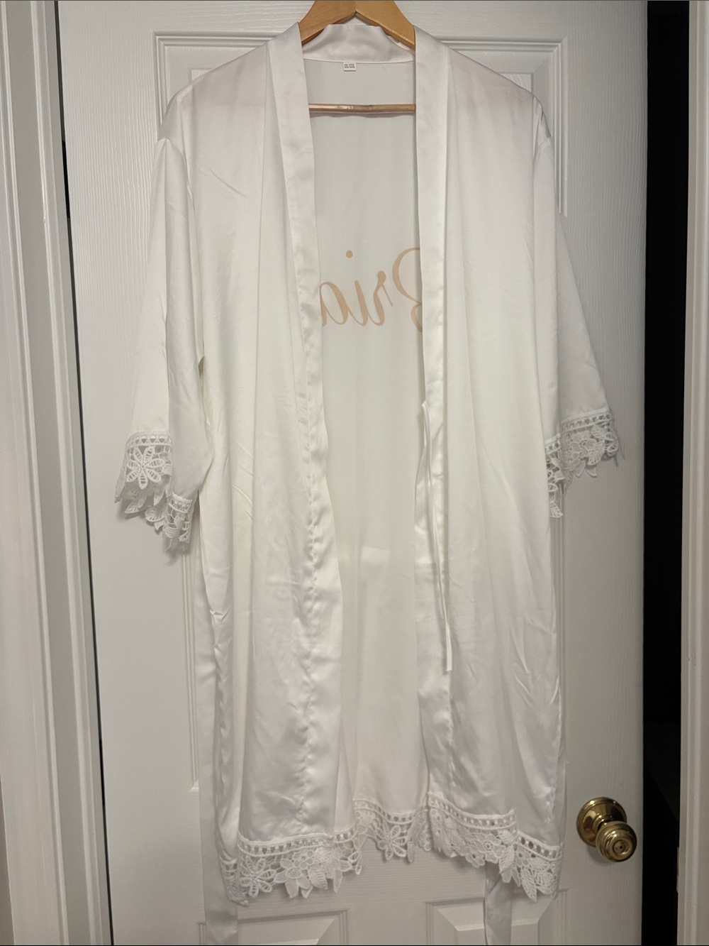 Bride Satin Robe with Gold Script - Picture 5 of 8